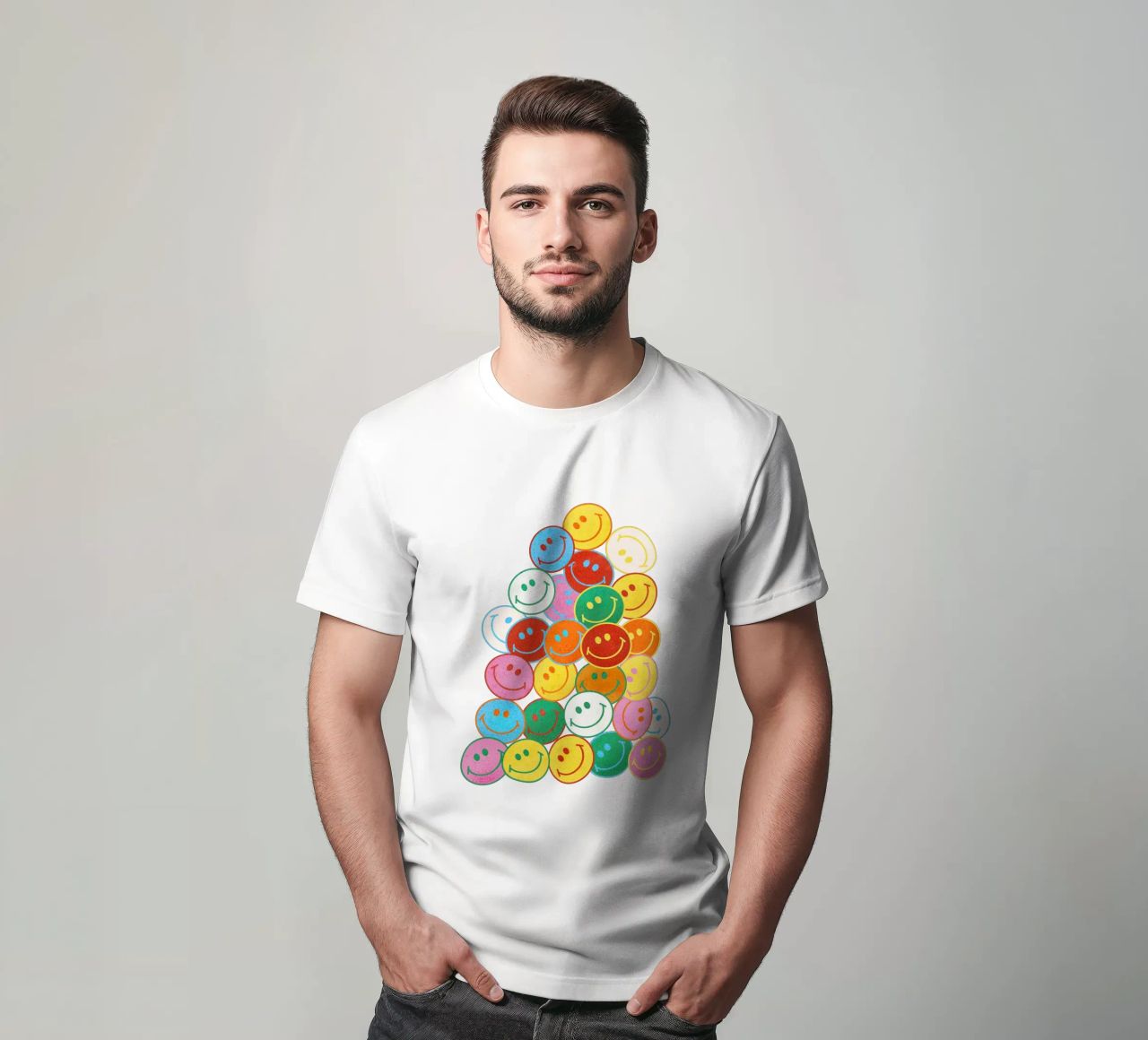 Retro Smiley Face Fun Art Print t-shirt da showmemars
