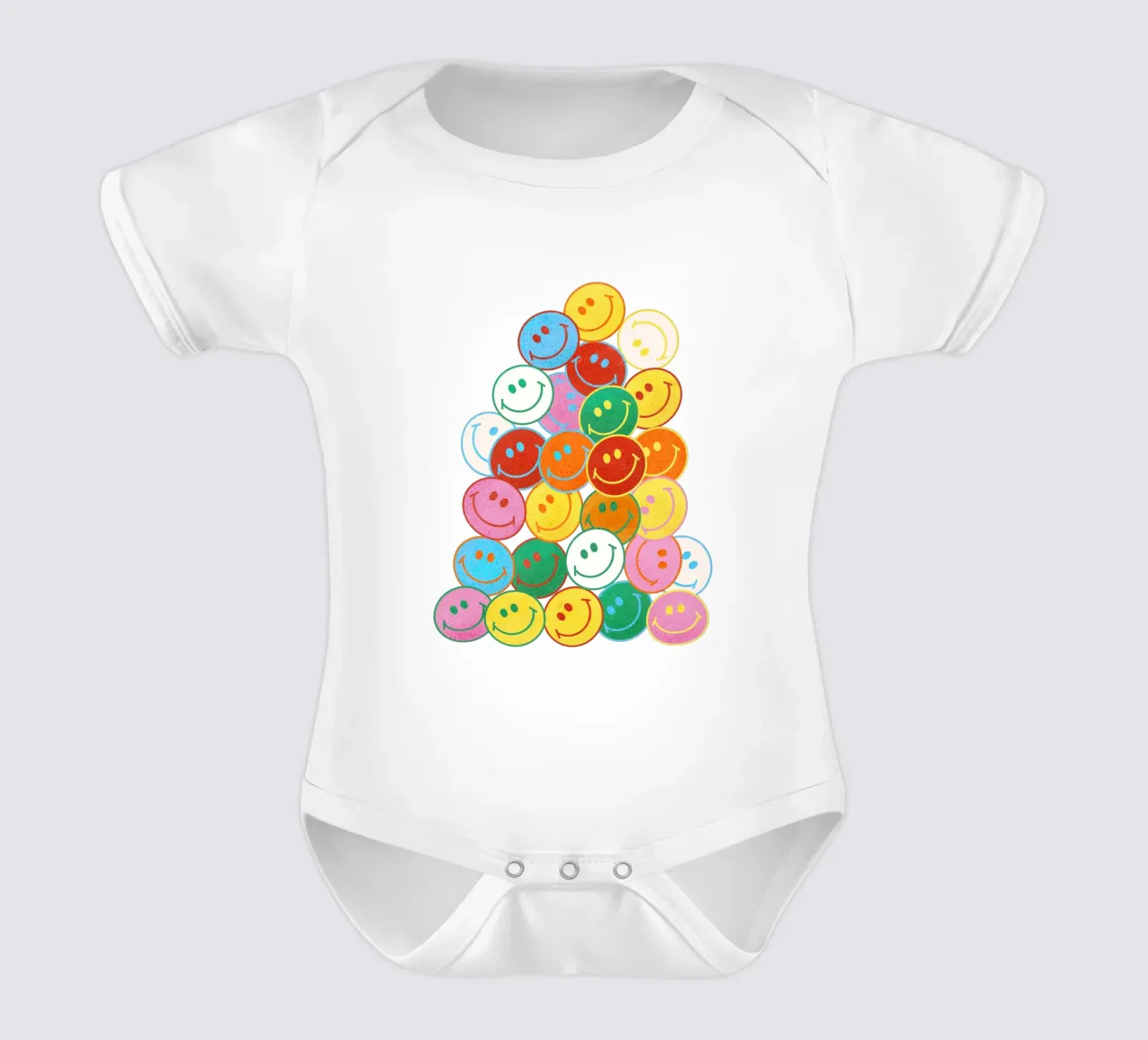Retro Smiley Face Fun Art Print body neonato maniche corte da showmemars