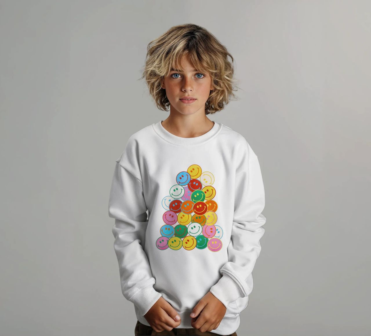 Retro Smiley Face Fun Art Print felpa bambino da showmemars
