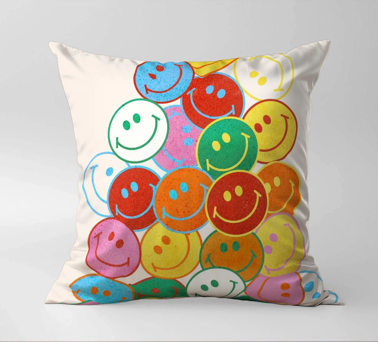 Retro Smiley Face Fun Art Print cuscino da showmemars