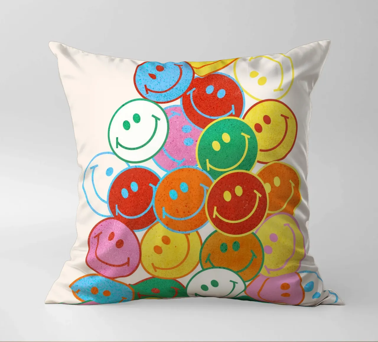 Retro Smiley Face Fun Art Print cuscino da showmemars
