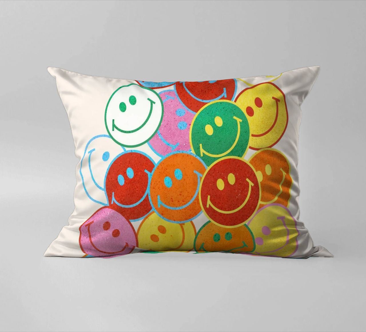 Retro Smiley Face Fun Art Print cuscino da showmemars