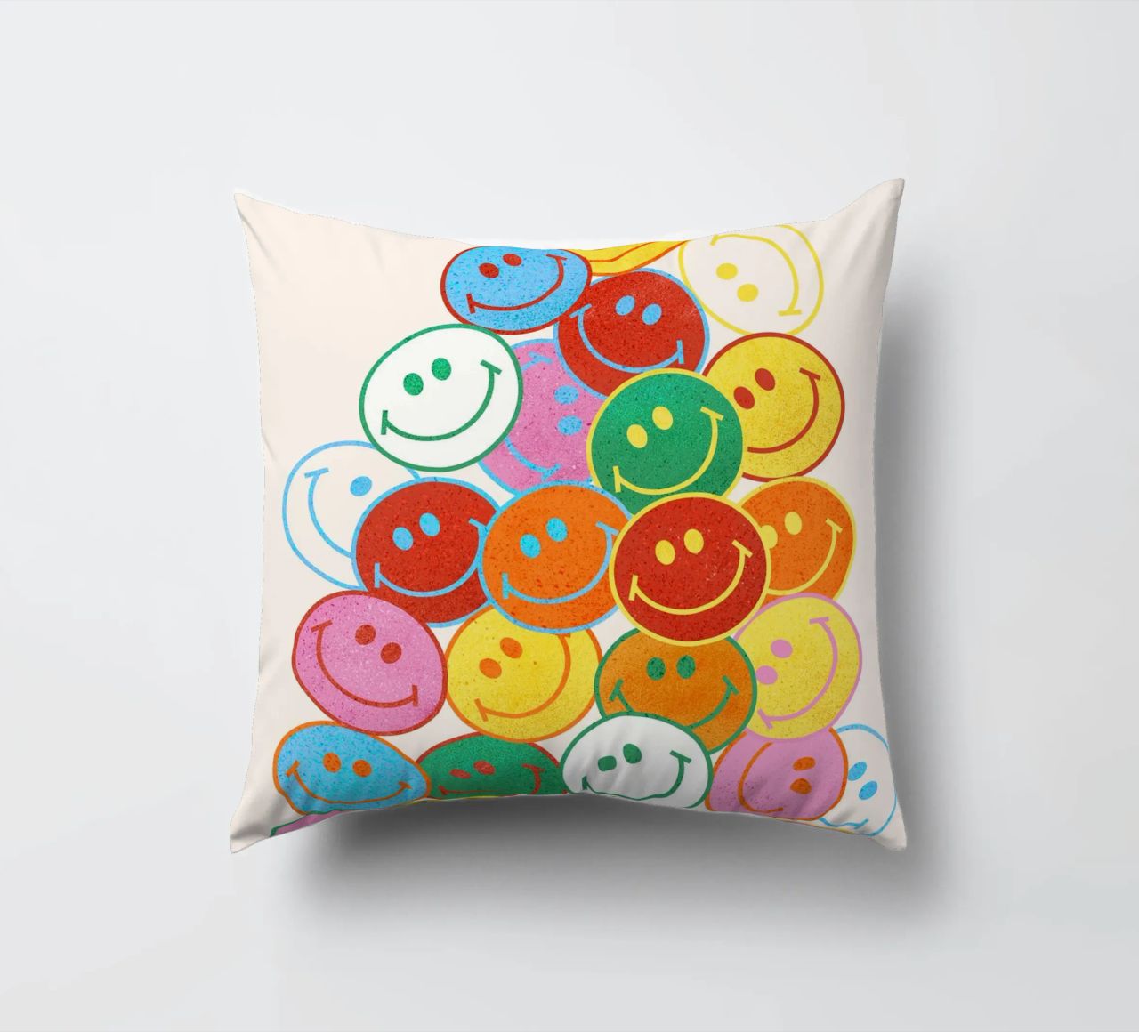 Retro Smiley Face Fun Art Print cuscino da showmemars