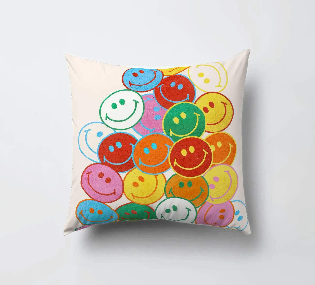Retro Smiley Face Fun Art Print cojín de showmemars