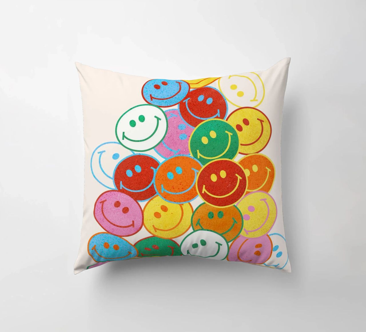 Retro Smiley Face Fun Art Print cuscino da showmemars