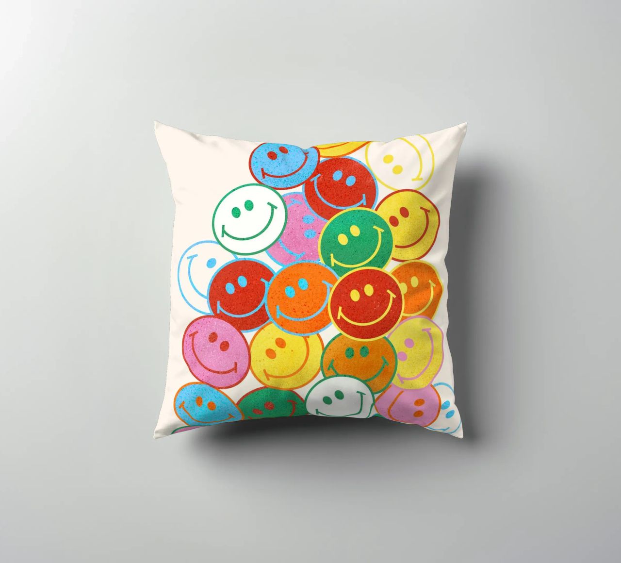 Retro Smiley Face Fun Art Print cuscino da showmemars