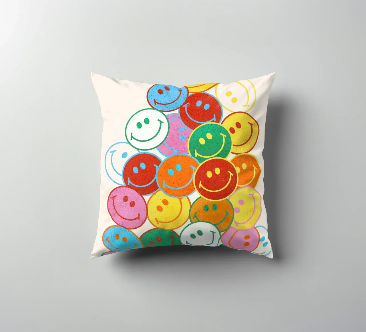Retro Smiley Face Fun Art Print cojín de showmemars