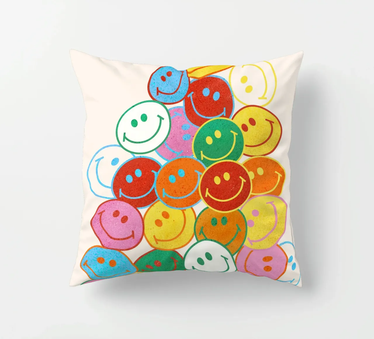 Retro Smiley Face Fun Art Print cojín de showmemars