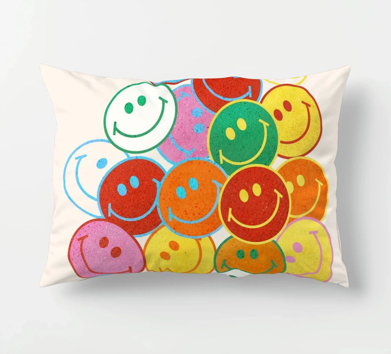 Retro Smiley Face Fun Art Print cuscino da showmemars
