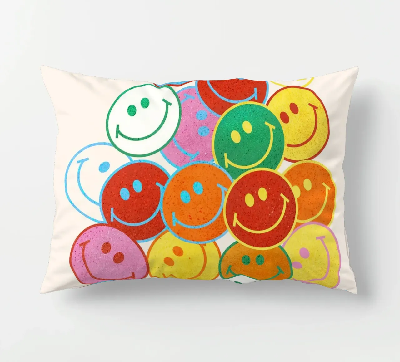 Retro Smiley Face Fun Art Print cuscino da showmemars