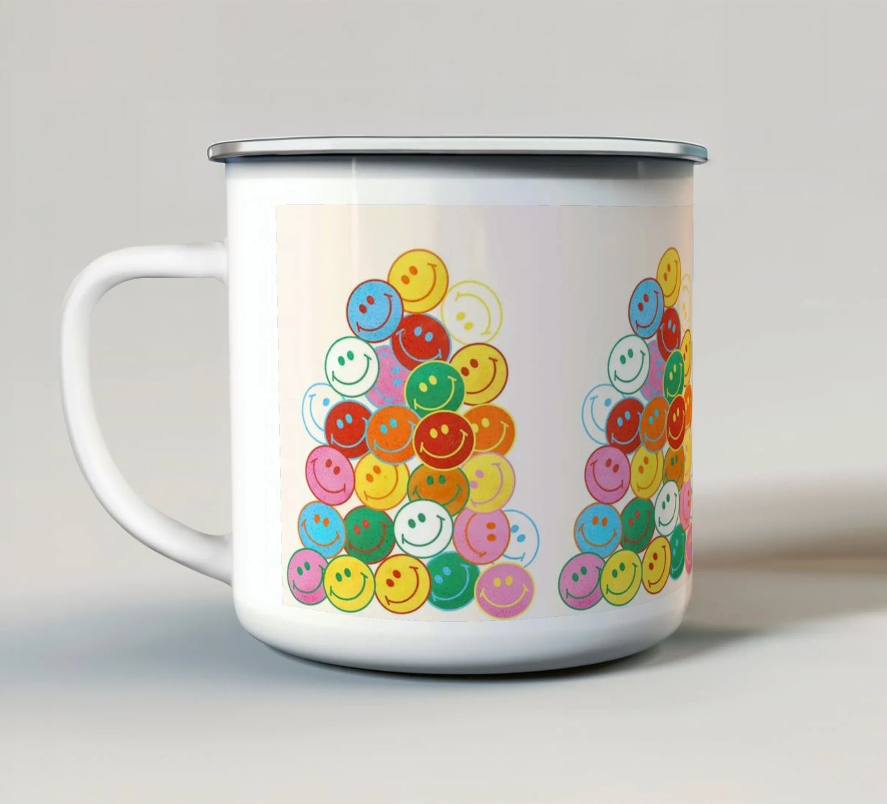 Retro Smiley Face Fun Art Print tazza in smalto da showmemars