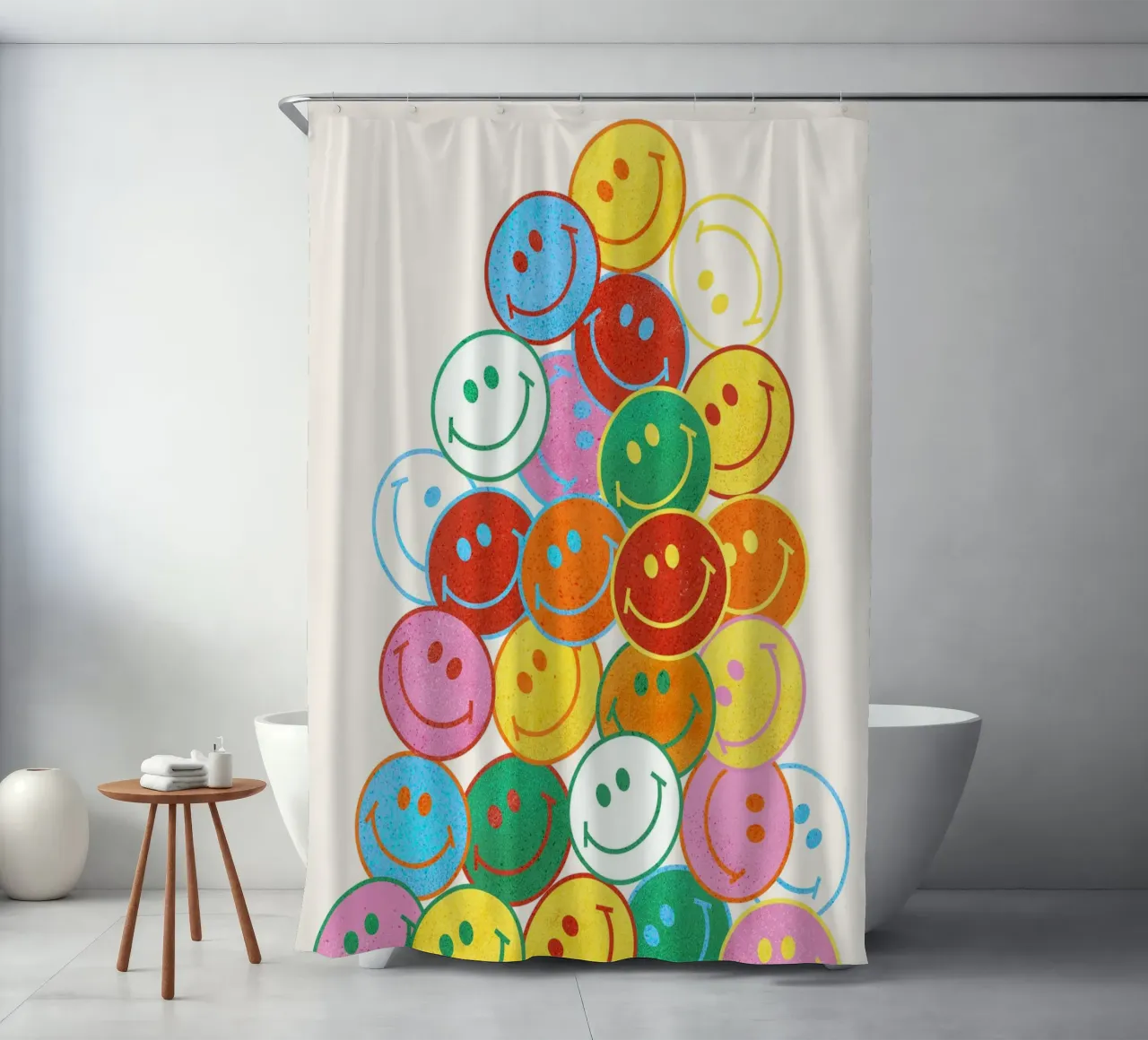 Retro Smiley Face Fun Art Print tenda da doccia da showmemars