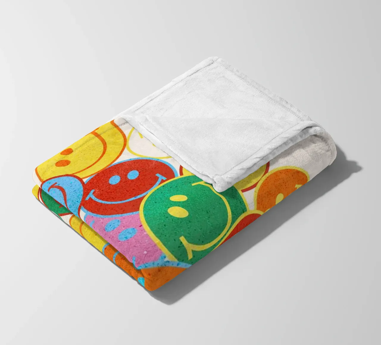 Retro Smiley Face Fun Art Print coperta in pile da showmemars