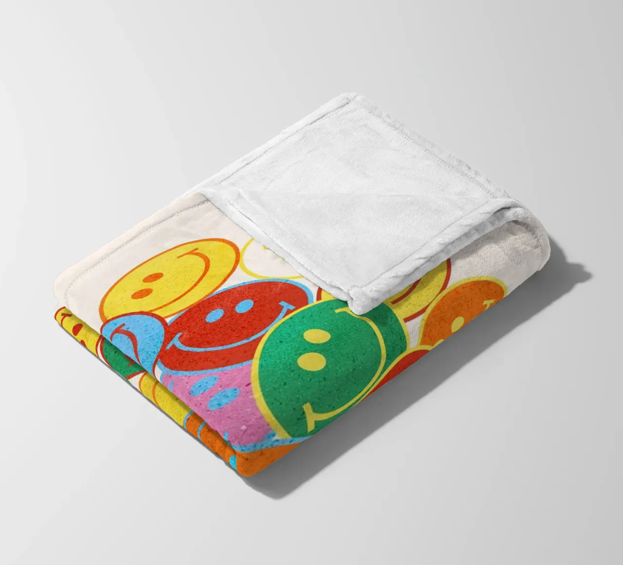 Retro Smiley Face Fun Art Print coperta in pile da showmemars