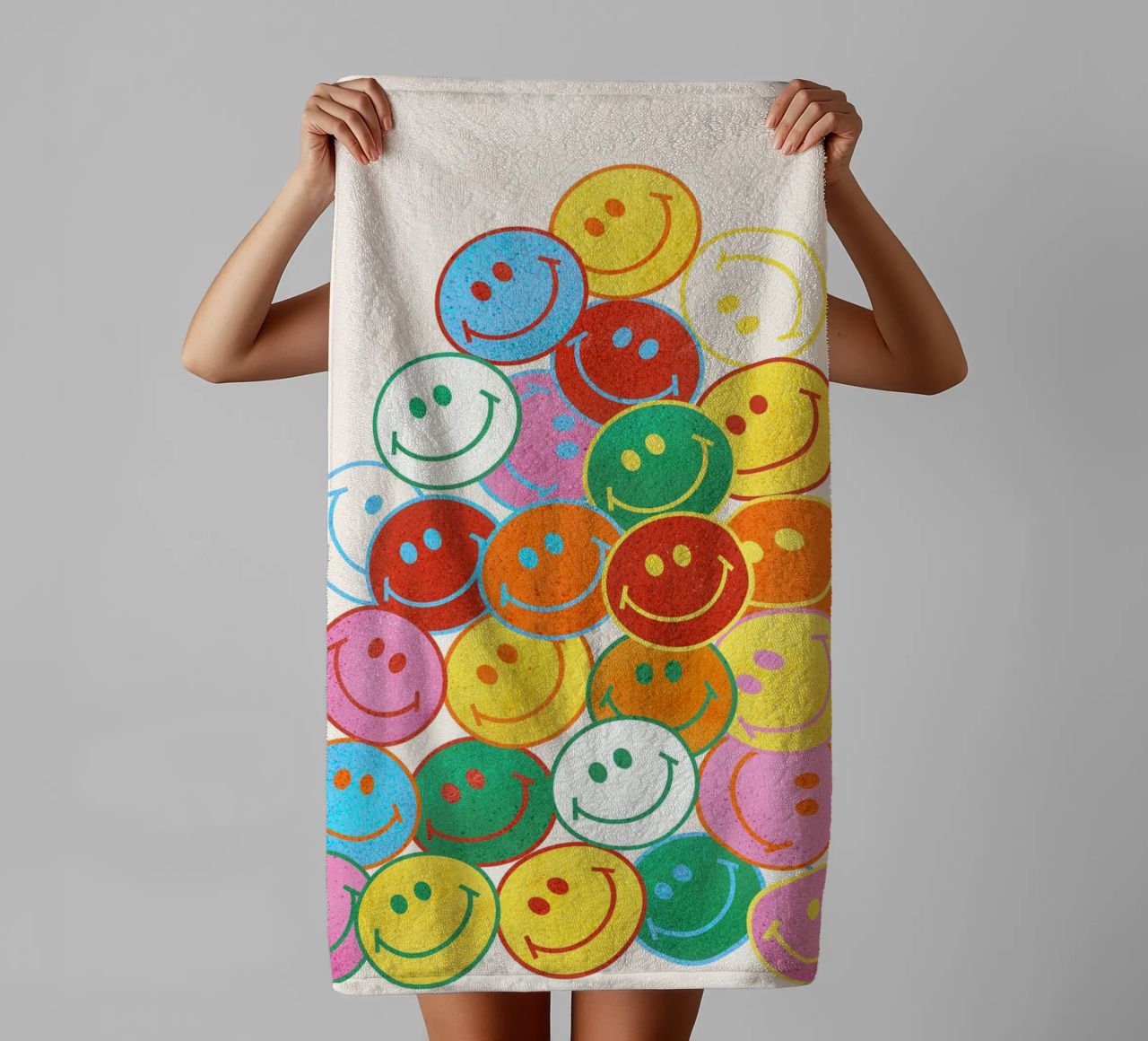 Retro Smiley Face Fun Art Print asciugamano da bagno da showmemars