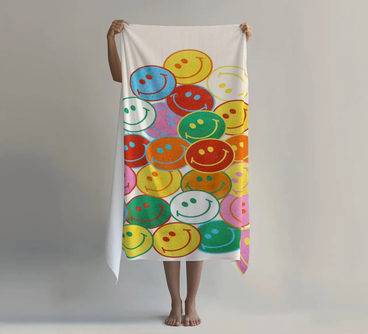 Retro Smiley Face Fun Art Print telo mare da showmemars