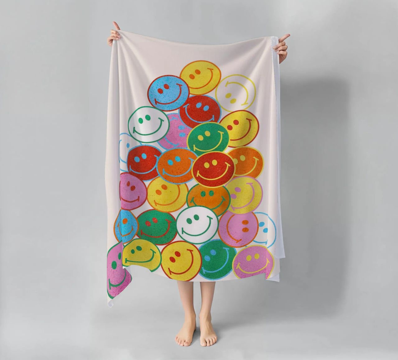 Retro Smiley Face Fun Art Print telo mare da showmemars