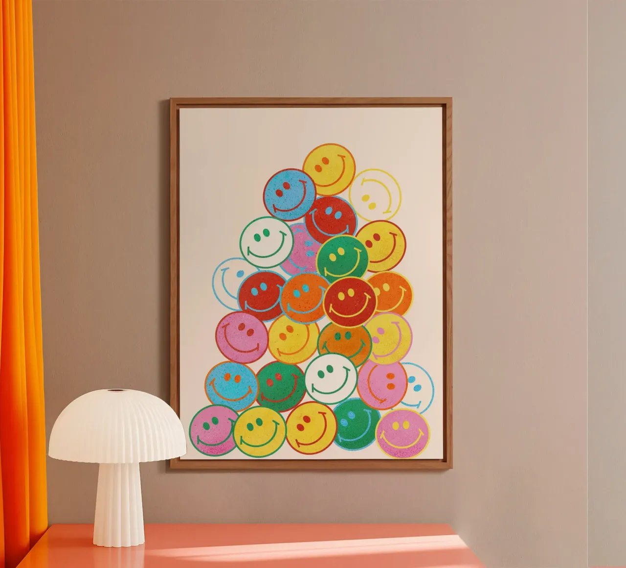 Retro Smiley Face Fun Art Print alluminio dibond da showmemars