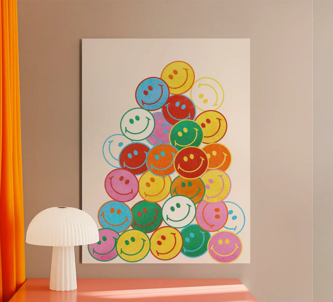 Retro Smiley Face Fun Art Print alluminio dibond da showmemars