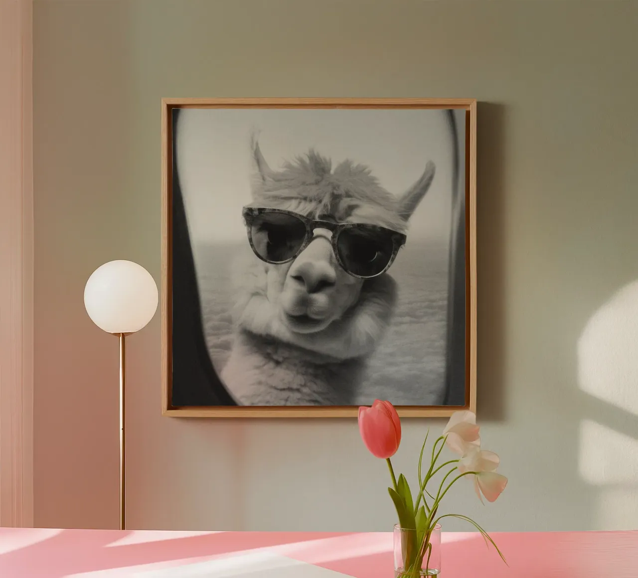Funny Llama Square Leinwand von Dagmar Pels