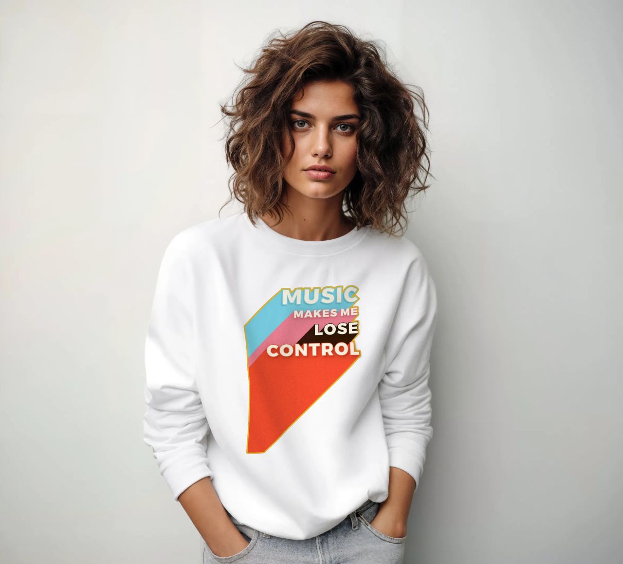 Music Makes Me Lose Control – Bold Retro Typography felpa da showmemars