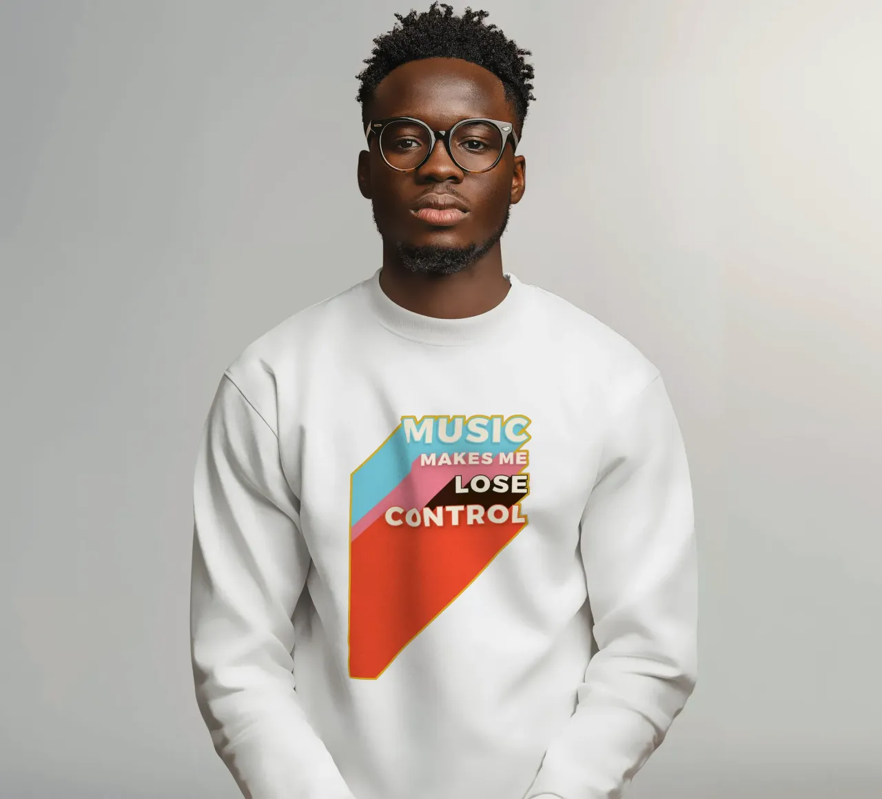 Music Makes Me Lose Control – Bold Retro Typography felpa da showmemars