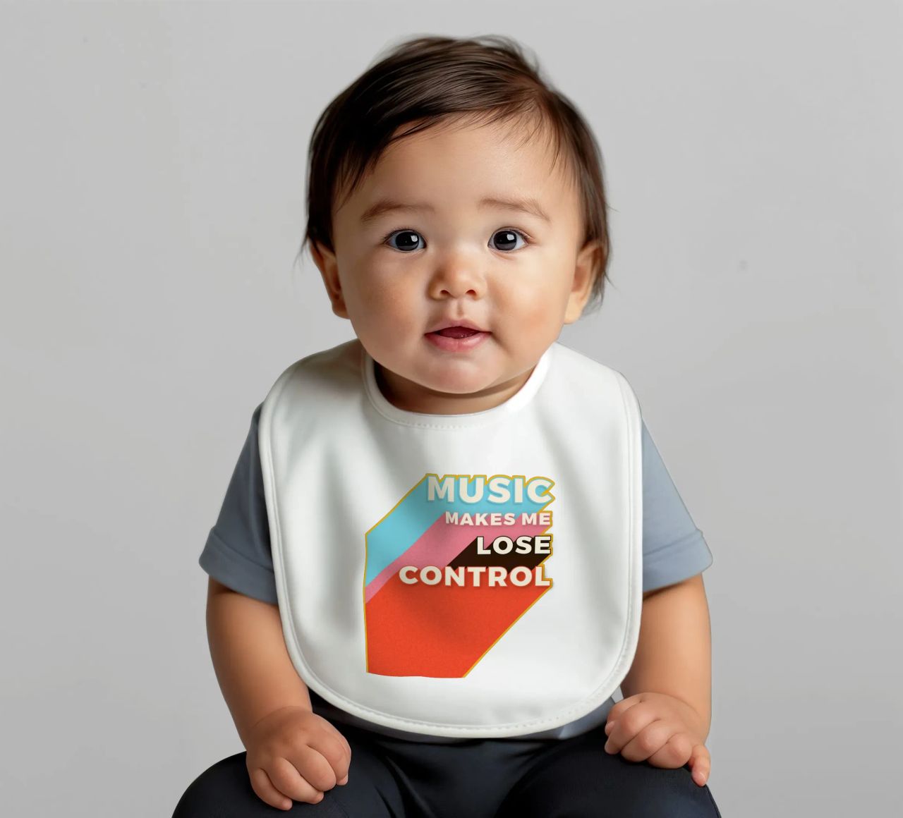 Music Makes Me Lose Control – Bold Retro Typography bavaglino da showmemars