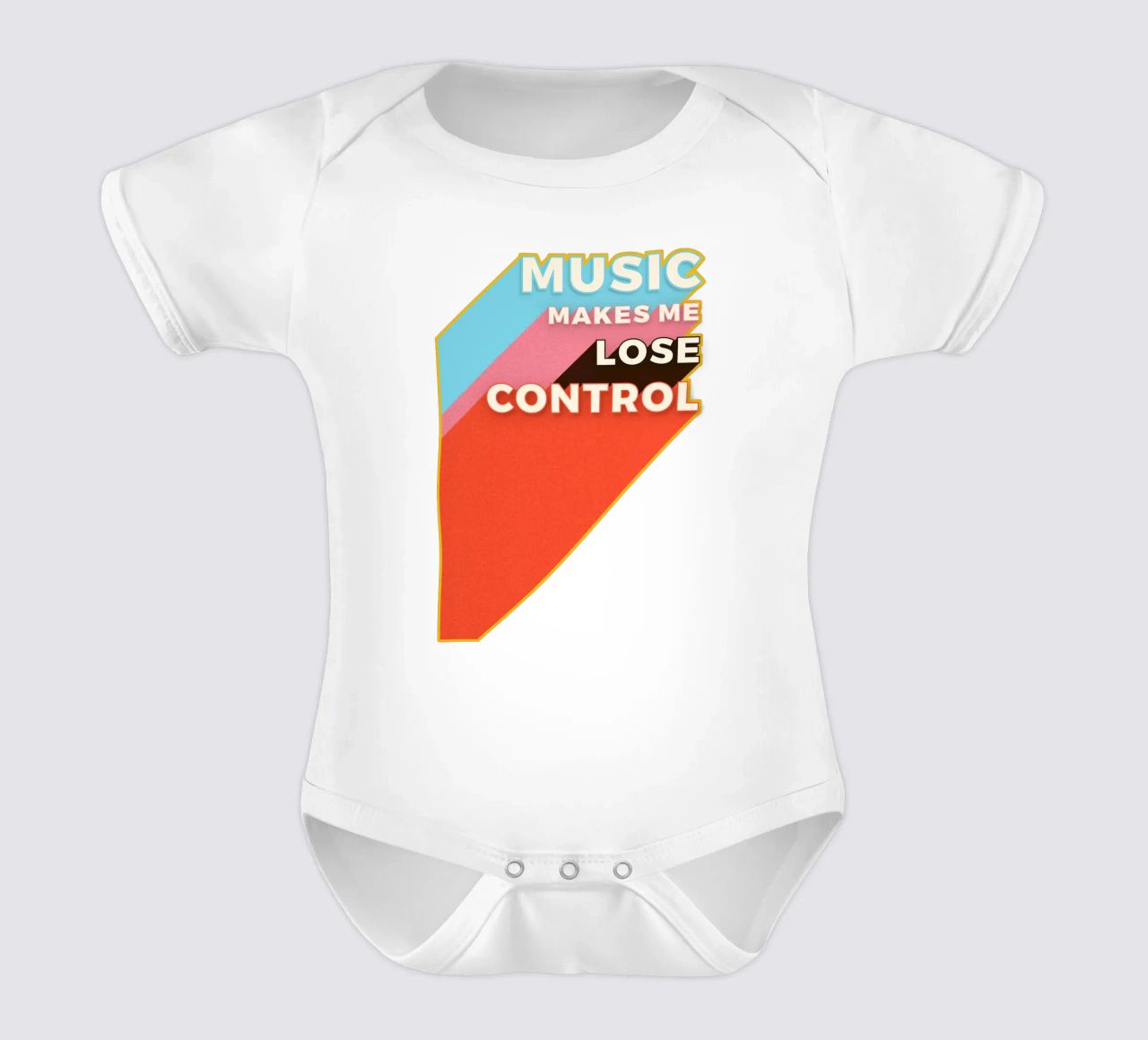 Music Makes Me Lose Control – Bold Retro Typography body neonato maniche corte da showmemars