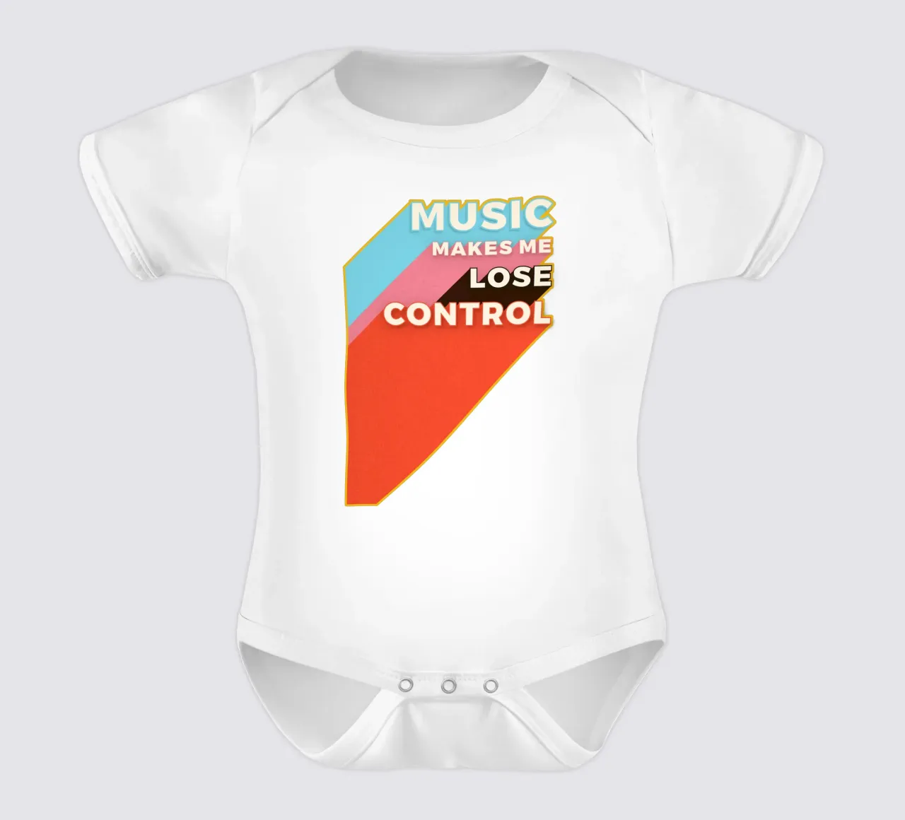 Music Makes Me Lose Control – Bold Retro Typography Kurzarm Babybody von showmemars