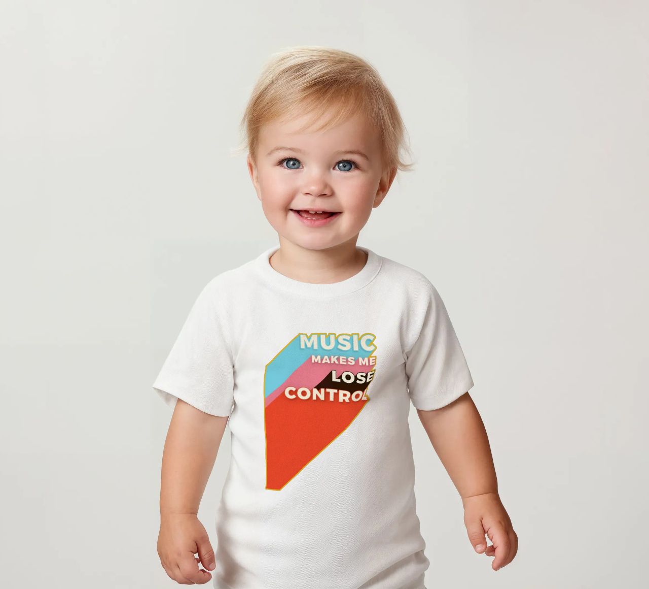 Music Makes Me Lose Control – Bold Retro Typography maglietta neonato da showmemars