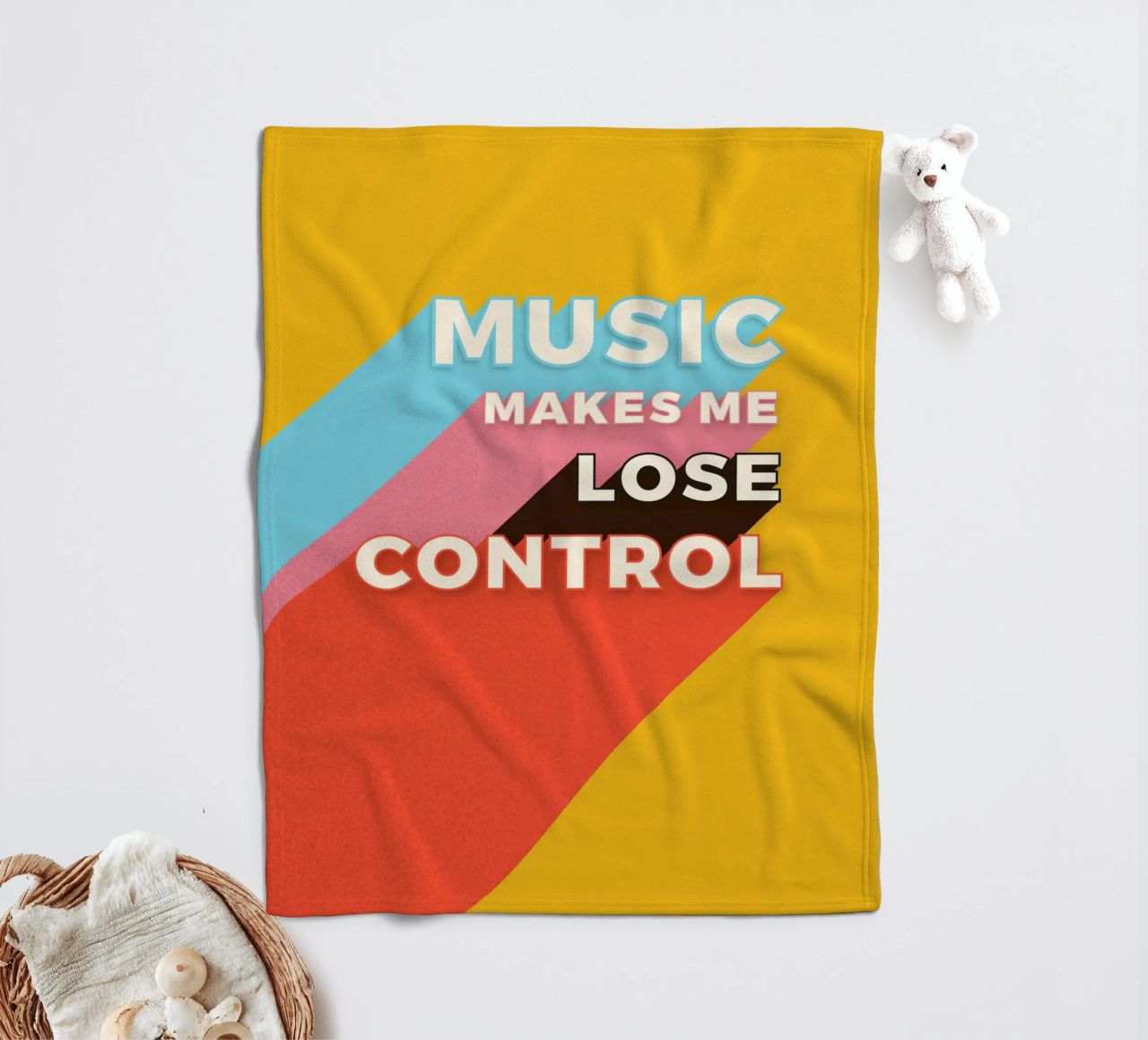Music Makes Me Lose Control – Bold Retro Typography coperta in pile da showmemars