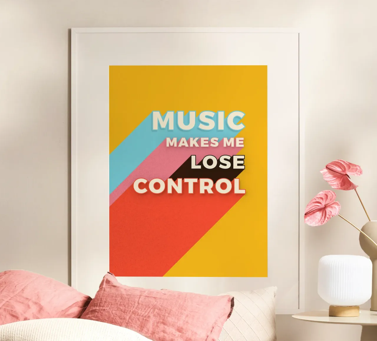 Music Makes Me Lose Control – Bold Retro Typography Hahnemühle von showmemars