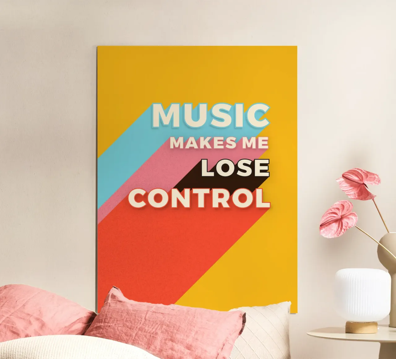 Music Makes Me Lose Control – Bold Retro Typography Hahnemühle von showmemars