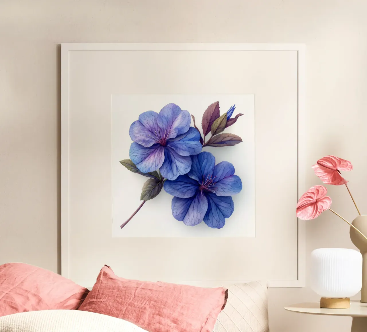 Fiore di lobelia 1 poster con telaio in plastica da Bold Blooms