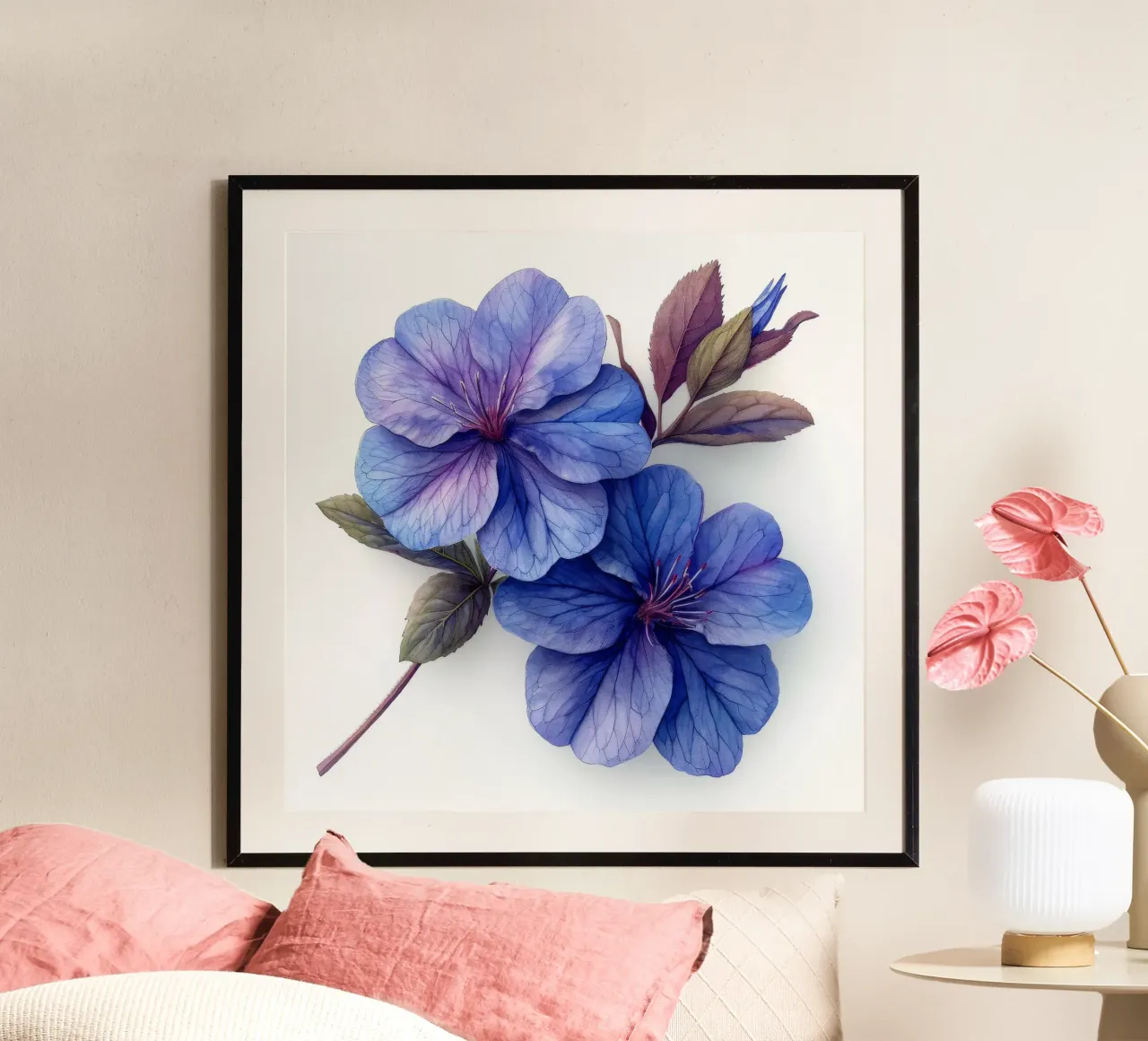 Fiore di lobelia 1 poster con telaio in plastica da Bold Blooms