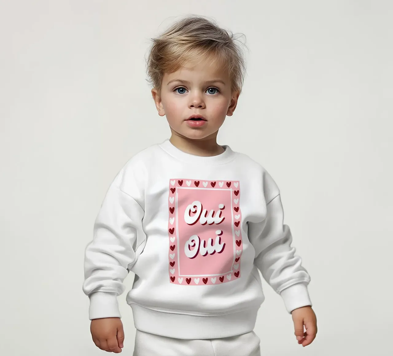 Oui Oui, detto francese, cuoricini preppy felpa neonato da pdigitalprints