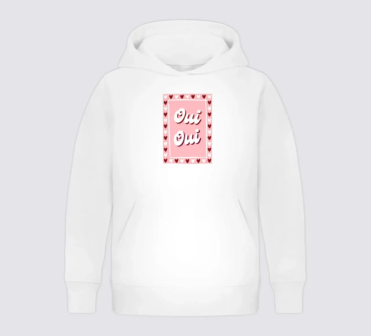 Oui Oui, detto francese, cuoricini preppy felpa bambino con cappuccio da pdigitalprints