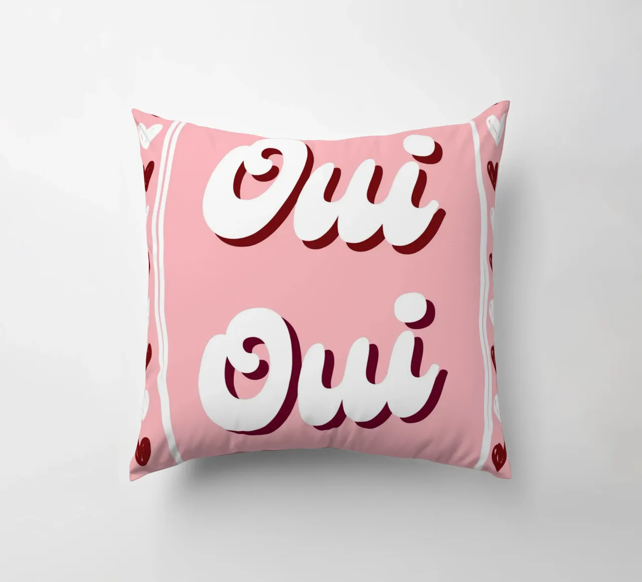 Oui Oui, detto francese, cuoricini preppy cuscino da pdigitalprints