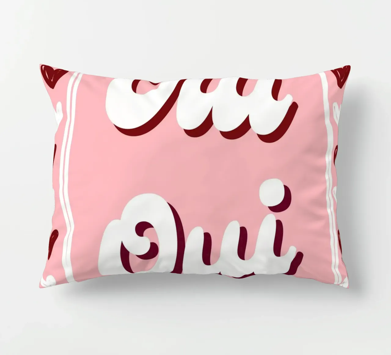 Oui Oui, detto francese, cuoricini preppy cuscino da pdigitalprints