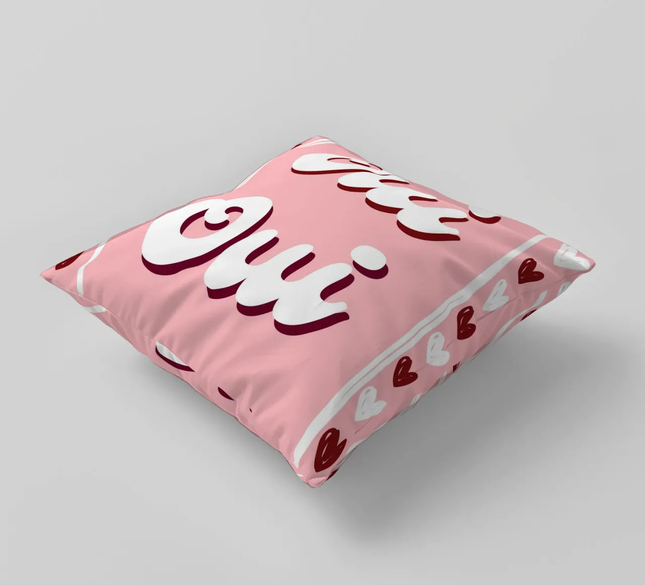 Oui Oui, detto francese, cuoricini preppy cuscino da pdigitalprints
