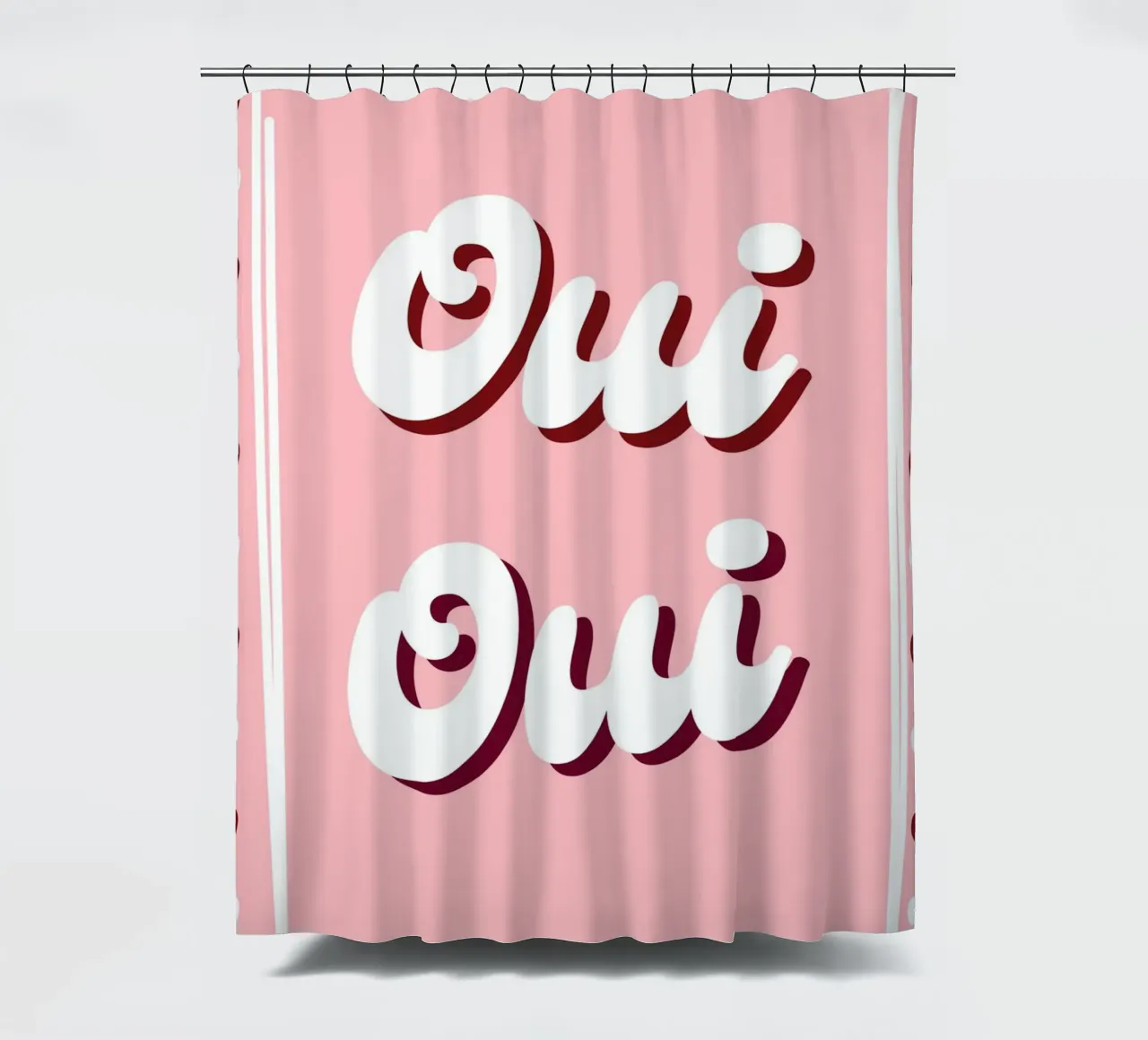 Oui Oui, detto francese, cuoricini preppy tenda da doccia da pdigitalprints