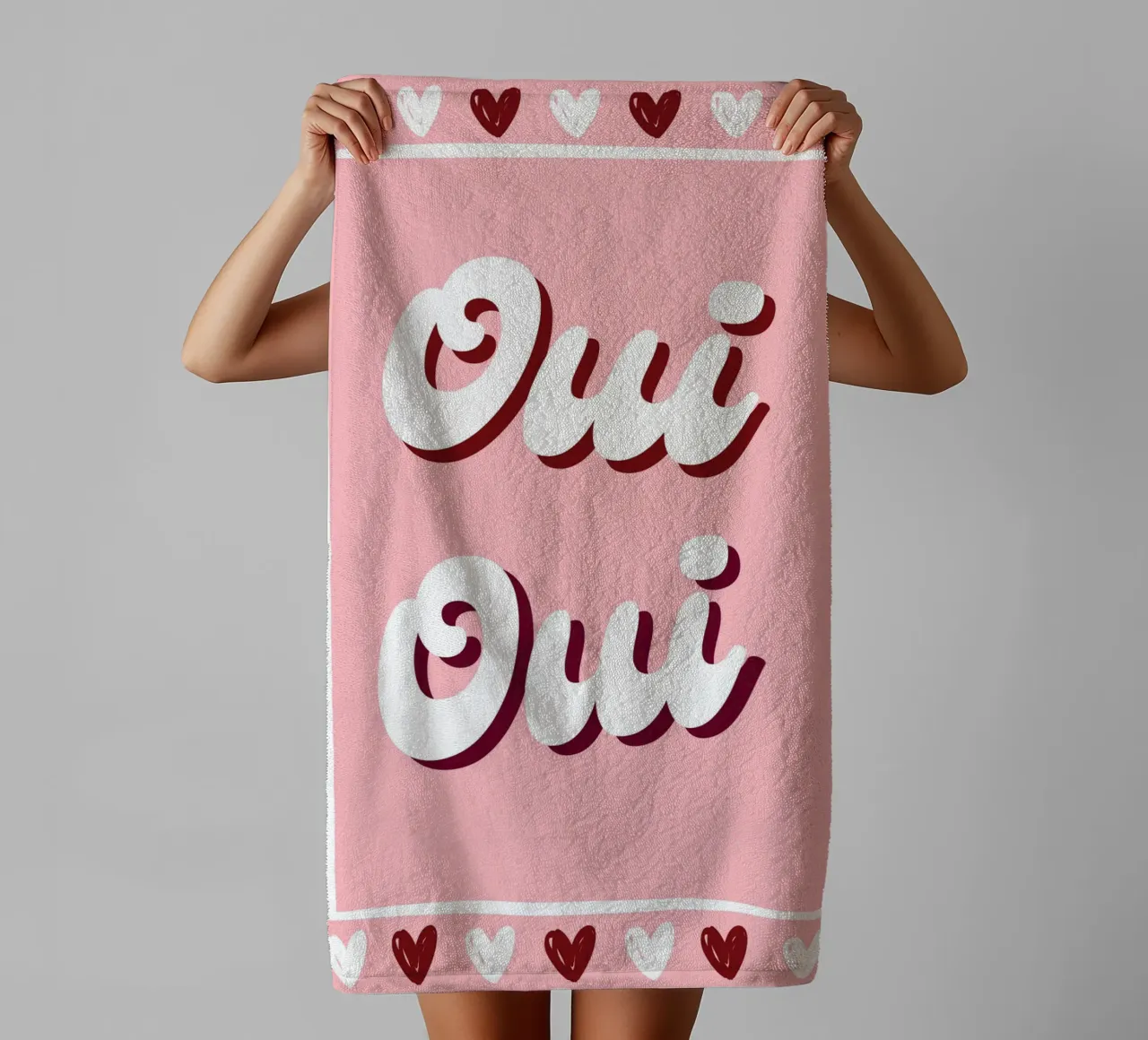 Oui Oui, detto francese, cuoricini preppy asciugamano da bagno da pdigitalprints