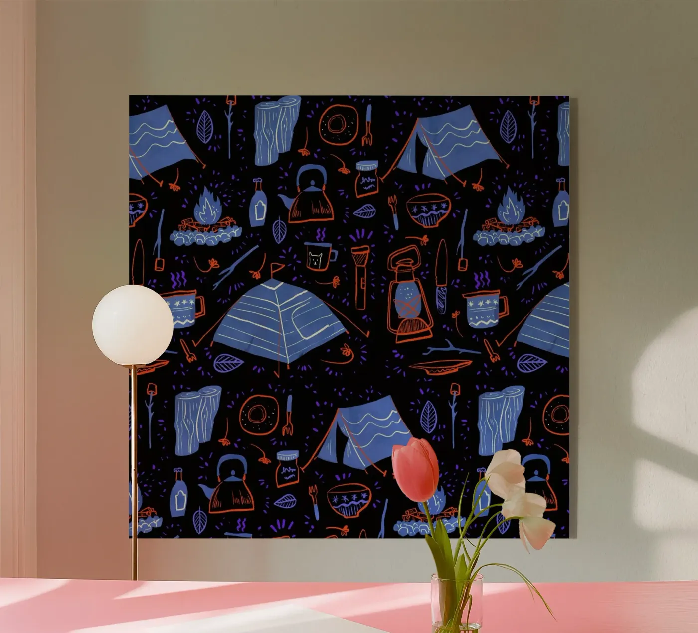 Camping, Nighttime Acryl-Glas von Moira Scicluna Zahra