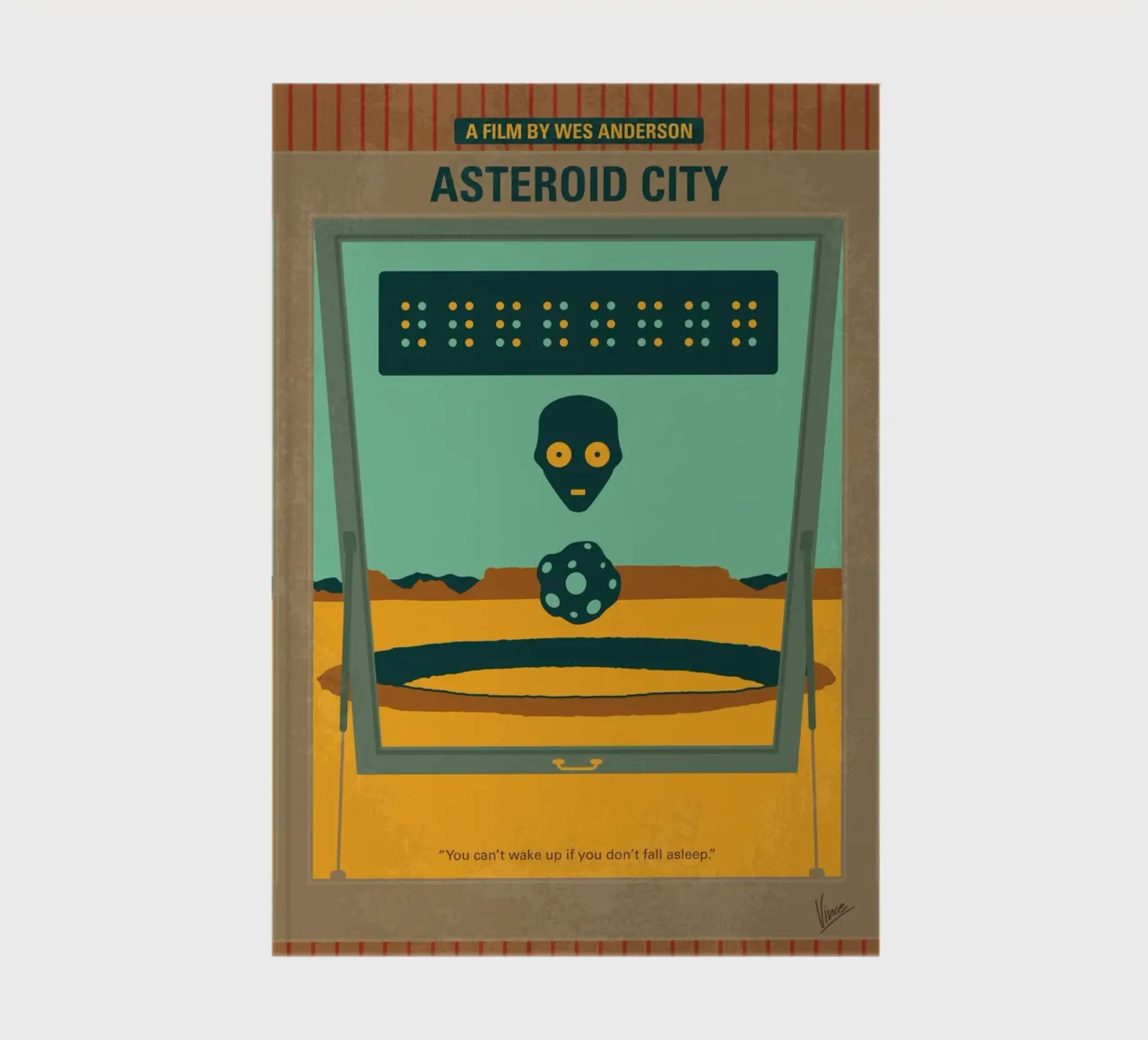 No1408 My Asteroid City minimal movie poster notebook by Chungkong