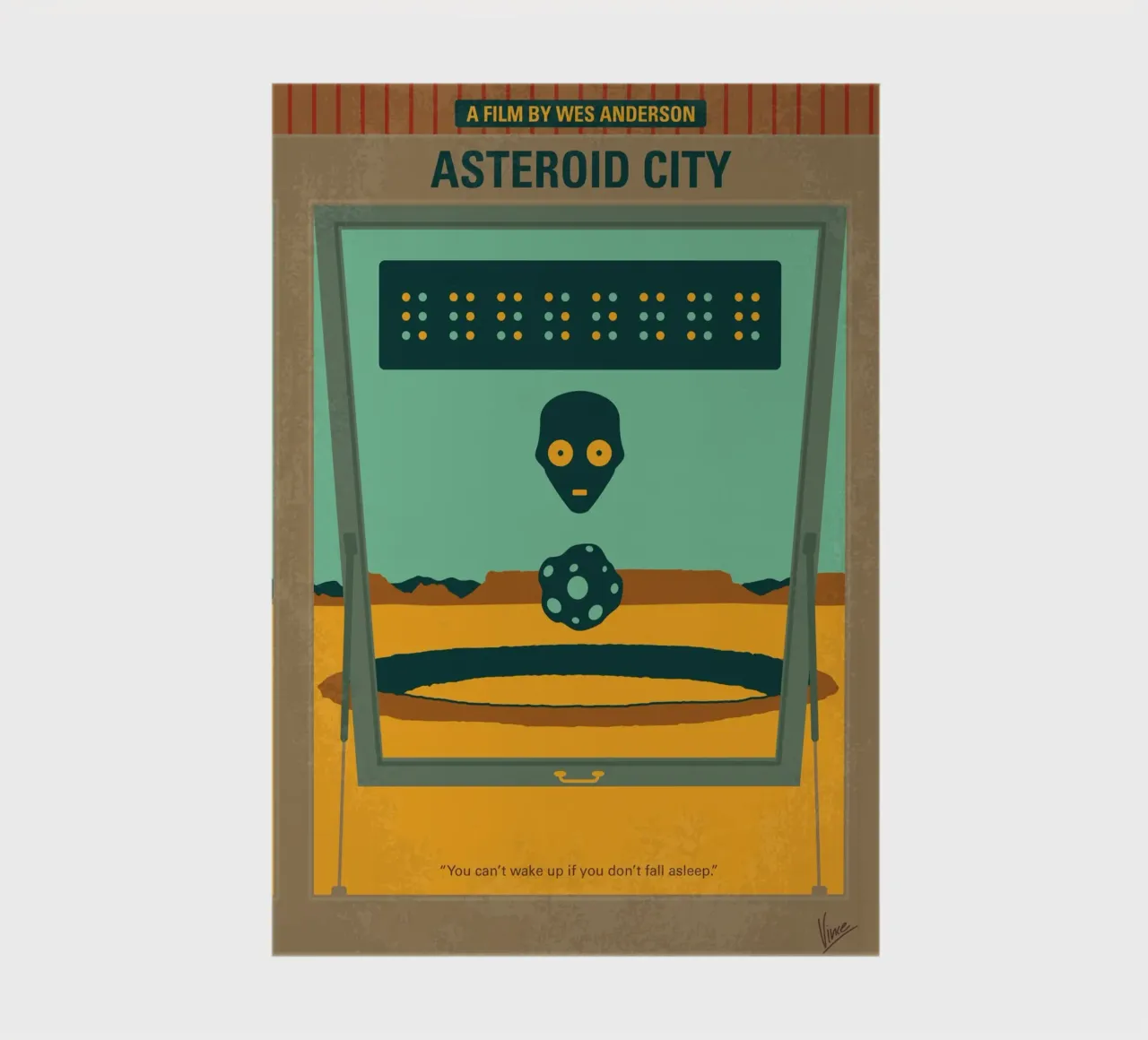No1408 My Asteroid City minimal movie poster notebook by Chungkong
