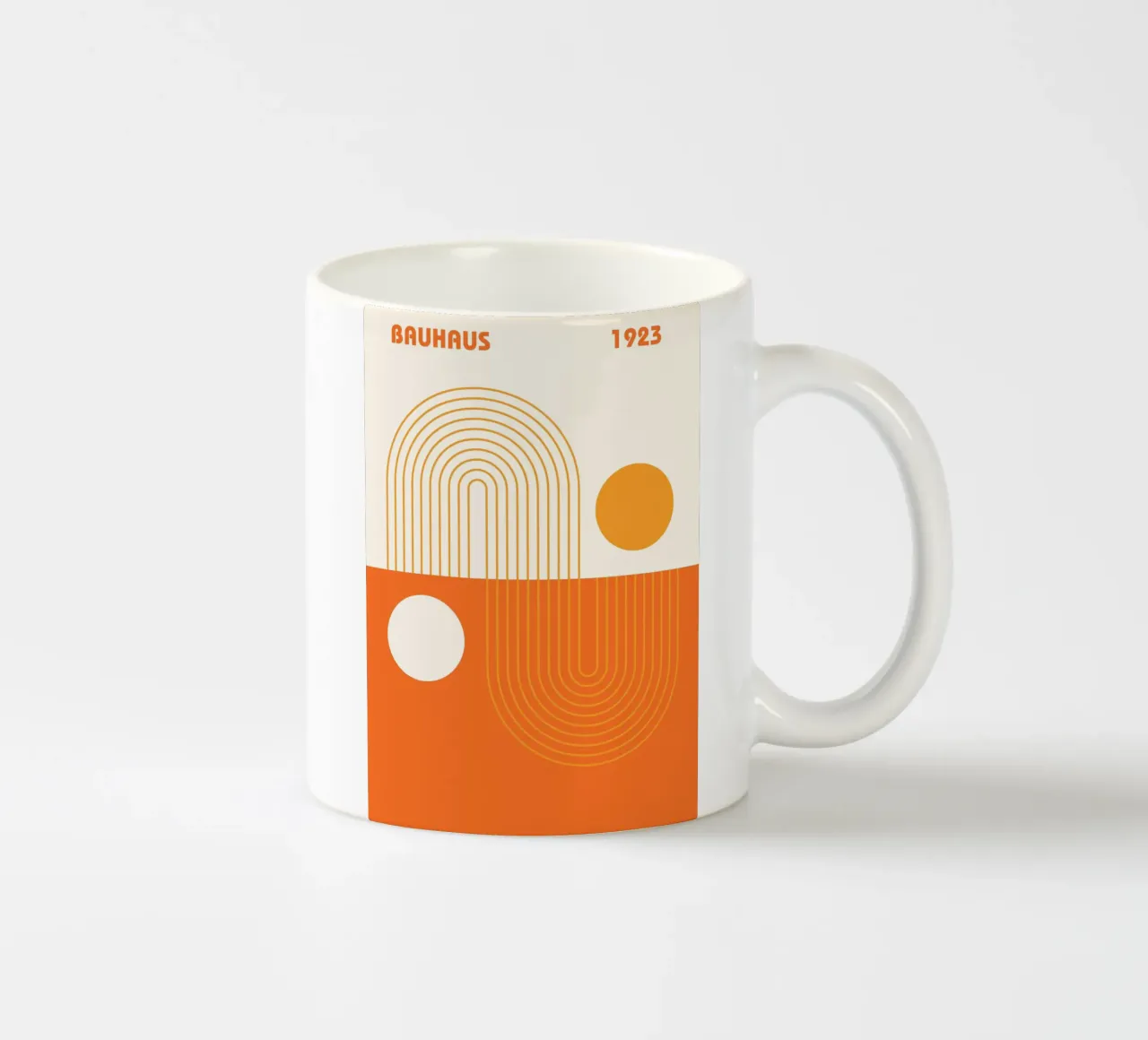 Bauhaus abtsract art, arancione beige tazza in ceramica da pdigitalprints