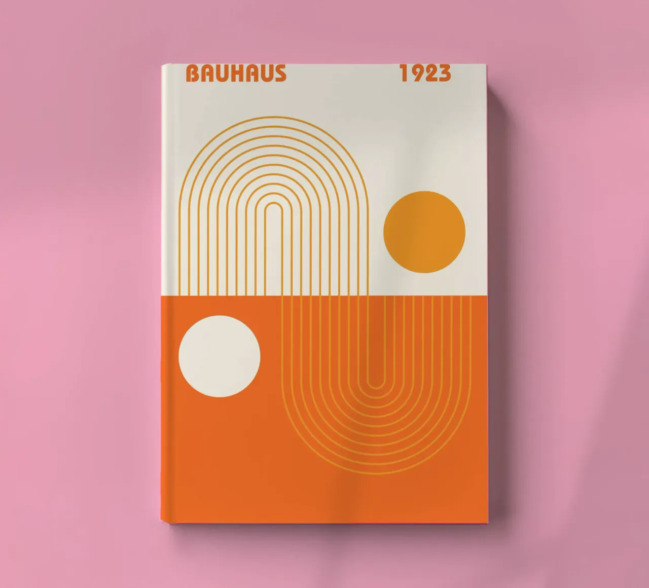 Bauhaus abtsract art, orange beige notebook by pdigitalprints