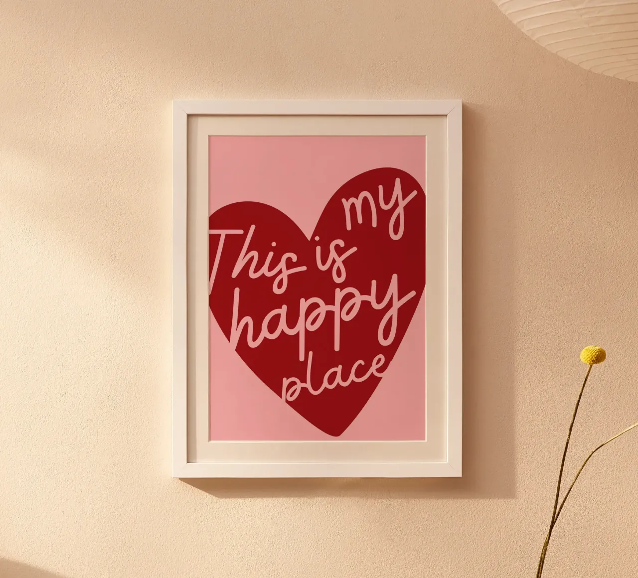 Questo è il mio posto felice, citazioni tipografiche poster con telaio in legno da pdigitalprints