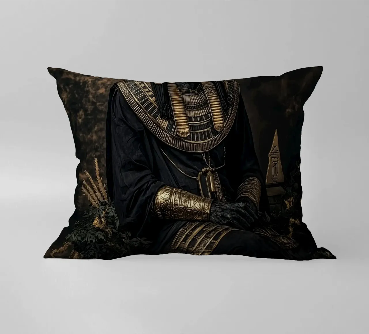 Sitting Anubis decorative cushion by Synthaira
