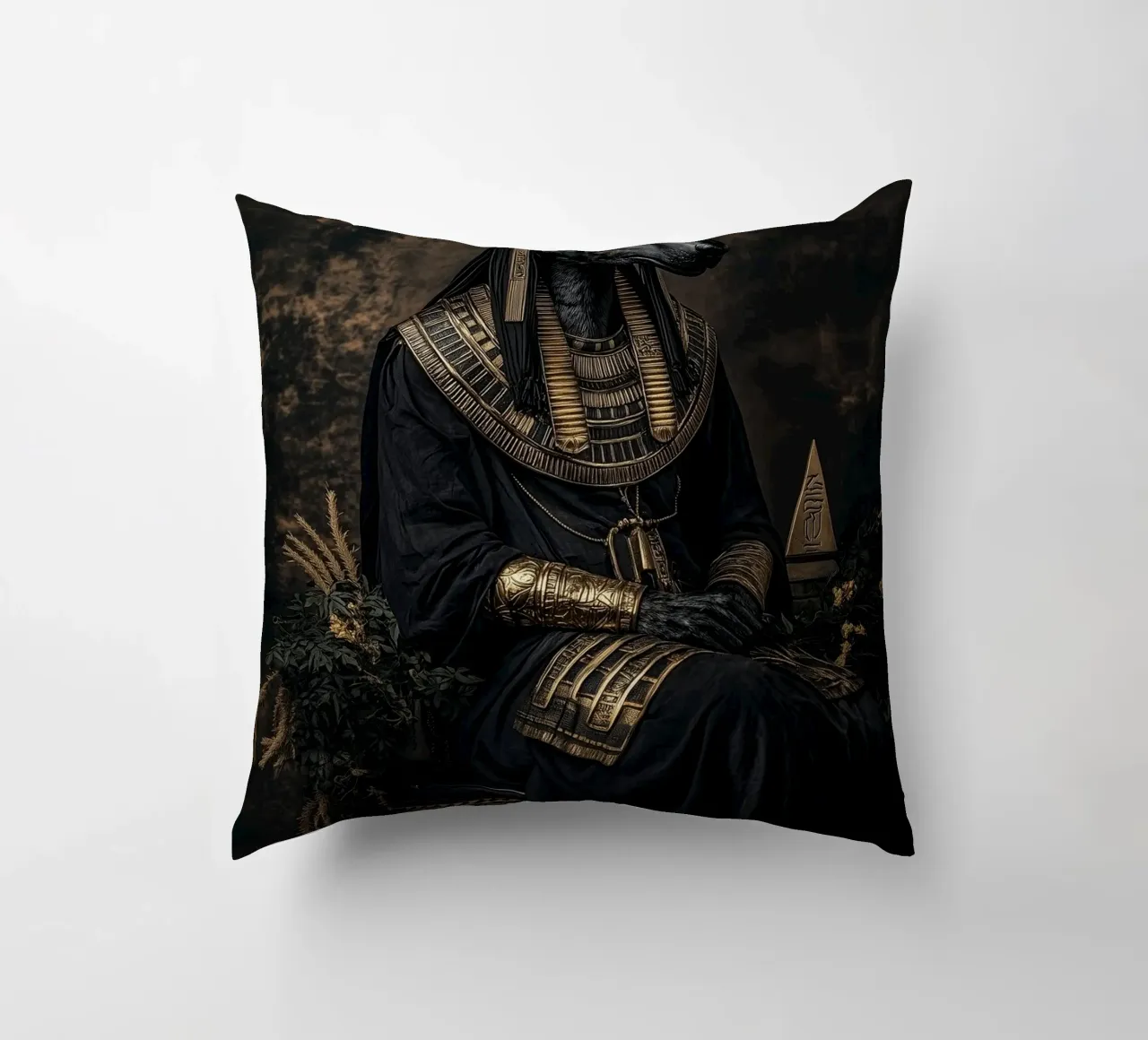 Sitting Anubis decorative cushion by Synthaira